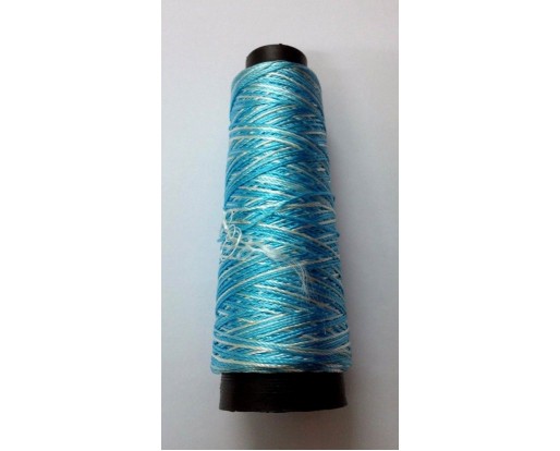 AQUA & WHITE - 175+ Yards Viscose Rayon Art Silk Thread Yarn - Shaded Embroidery Crochet Knitting Lace Trim Jewelry